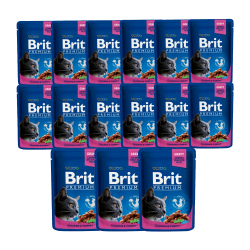 BRIT PREMIUM CAT Kurczak i Indyk w sosie 15x100g 15 saszetek